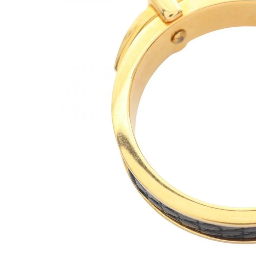 ★SOLD★ Hermes Scarf Ring Leather Gold Black - Picture 4 of 4